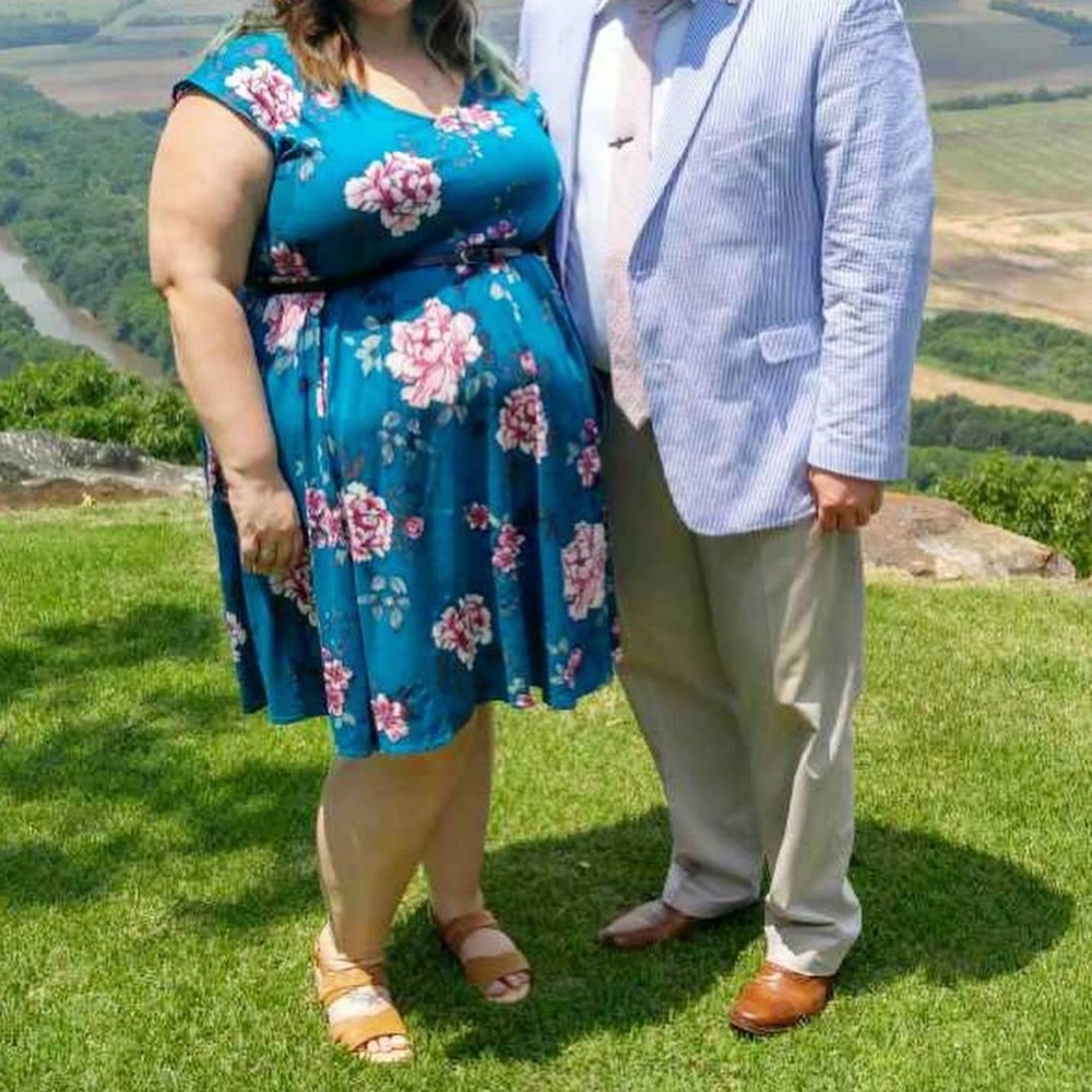Torrid plus size blue floral mini dress